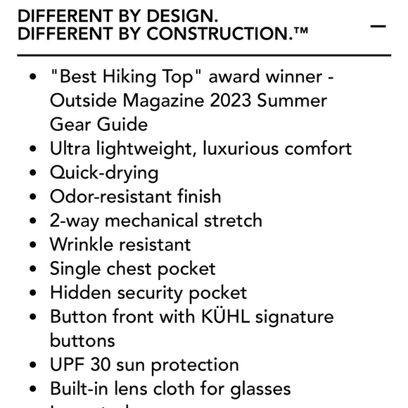 Kuhl “Response Lite” Long Sleeve Shirt - Medium - Excellent Condition! - Picture 4 of 5